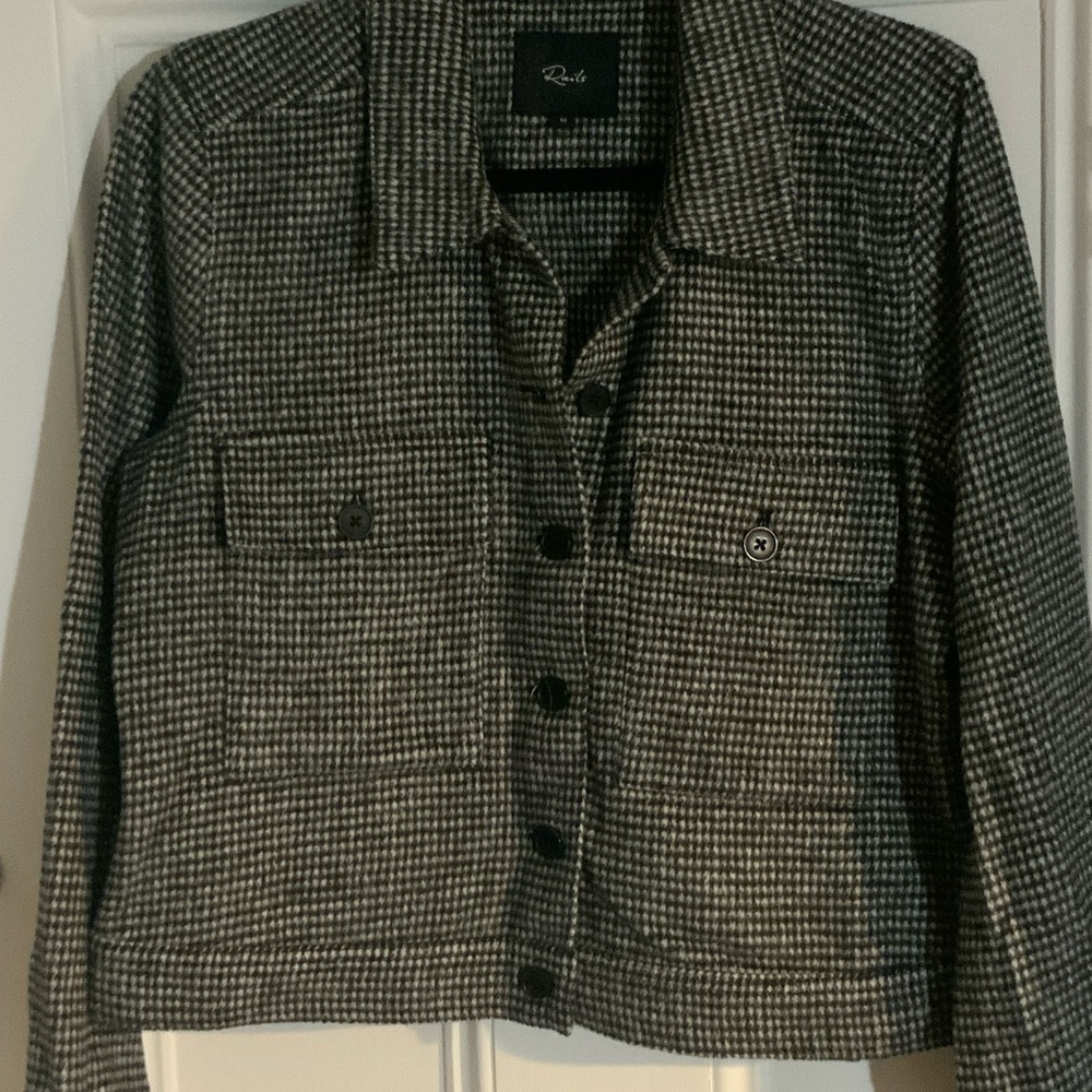 Rails Black and White Checkered Blazer